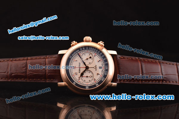 Audemars Piguet Jules Audemars Chronograph Miyota OS20 Quartz Rose Gold Case with White Dial and Rose Gold Arabic Numeral Hour Markers - Click Image to Close